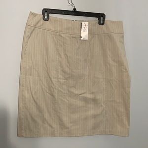 NWT Cream Skirt with Gray Pinstripe